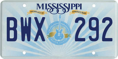 MS license plate BWX292