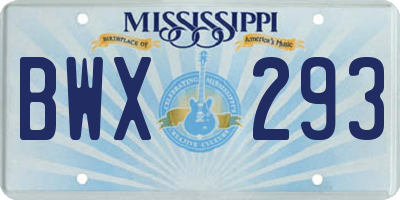 MS license plate BWX293