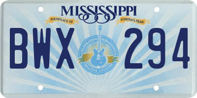 MS license plate BWX294