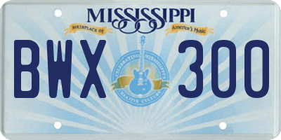 MS license plate BWX300