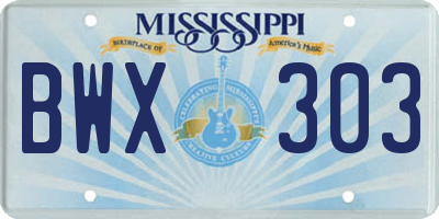 MS license plate BWX303