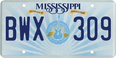 MS license plate BWX309