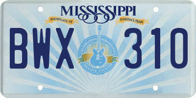 MS license plate BWX310