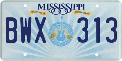 MS license plate BWX313