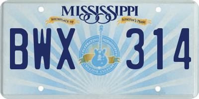 MS license plate BWX314