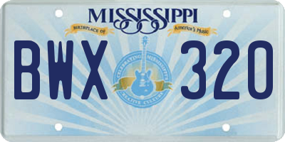MS license plate BWX320