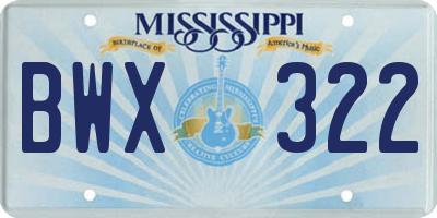 MS license plate BWX322