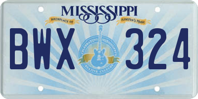 MS license plate BWX324