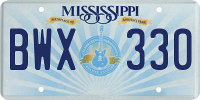 MS license plate BWX330