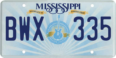 MS license plate BWX335