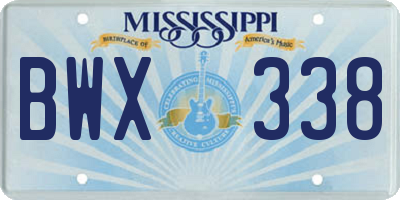 MS license plate BWX338