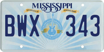 MS license plate BWX343