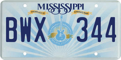 MS license plate BWX344