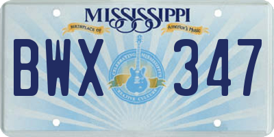 MS license plate BWX347