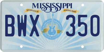 MS license plate BWX350