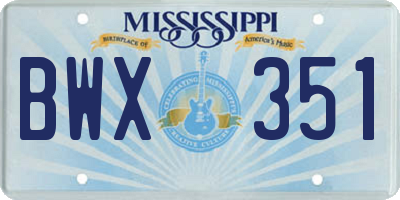 MS license plate BWX351
