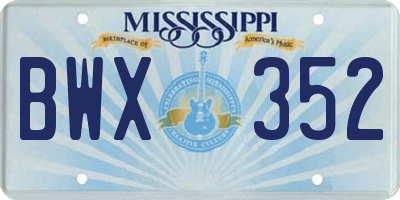 MS license plate BWX352