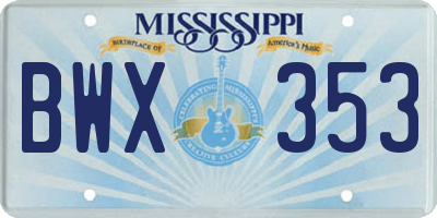 MS license plate BWX353