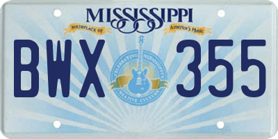 MS license plate BWX355