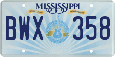 MS license plate BWX358