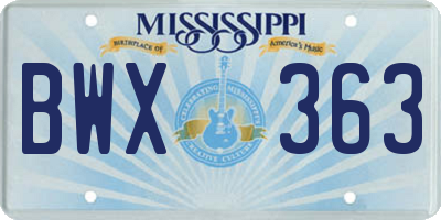 MS license plate BWX363