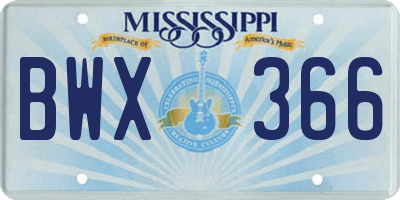 MS license plate BWX366