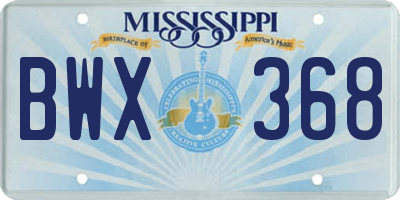 MS license plate BWX368