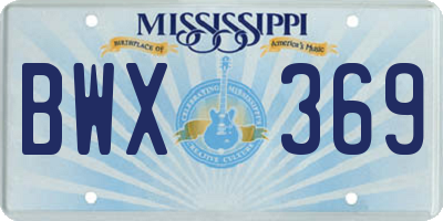 MS license plate BWX369