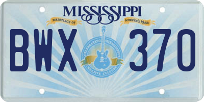 MS license plate BWX370