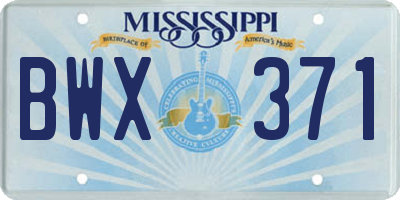 MS license plate BWX371