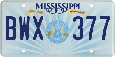 MS license plate BWX377