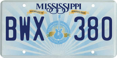 MS license plate BWX380