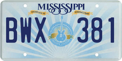 MS license plate BWX381