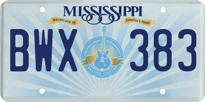 MS license plate BWX383