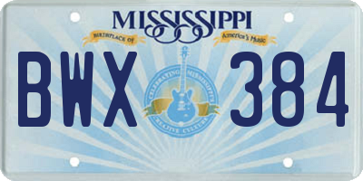 MS license plate BWX384