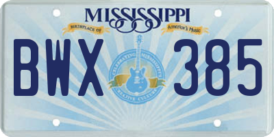 MS license plate BWX385