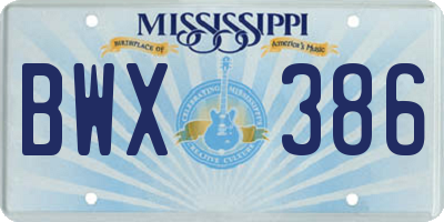 MS license plate BWX386