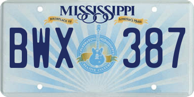 MS license plate BWX387