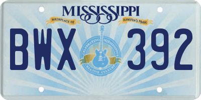 MS license plate BWX392