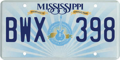 MS license plate BWX398