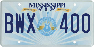 MS license plate BWX400