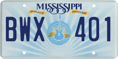 MS license plate BWX401