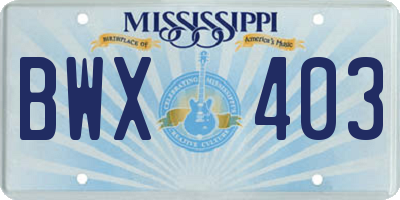 MS license plate BWX403
