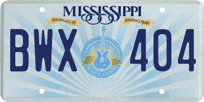 MS license plate BWX404