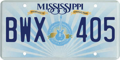 MS license plate BWX405