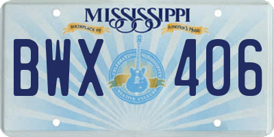 MS license plate BWX406