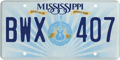 MS license plate BWX407