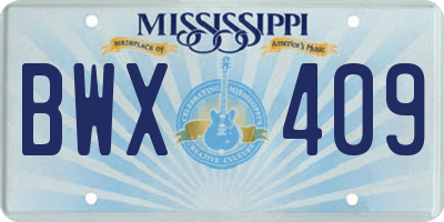 MS license plate BWX409