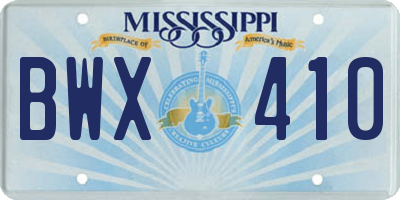 MS license plate BWX410