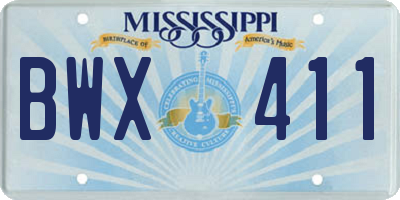 MS license plate BWX411